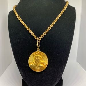 Vintage ELVIS gold tone heavy necklace